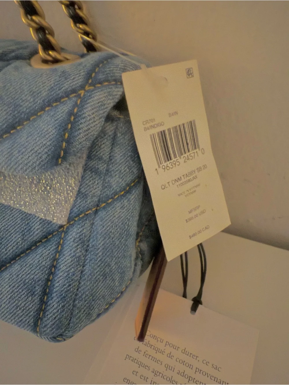 Coach Quilted Denim Crossbody with Gold Chain - Blue NWT Dust Bag Retail $475 - Picture 12 of 14